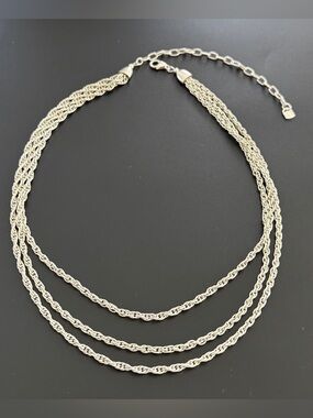 Vintage Fine Silver‎ 3 Strand Rope Chain Jewelry Necklace .999 Multi-Strand USA